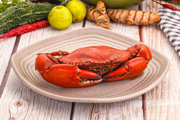 Hot fresh Boiled red crab