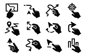 Obraz premium Adjusting environment icons ar direction path vector navigation icon interacting compass gps