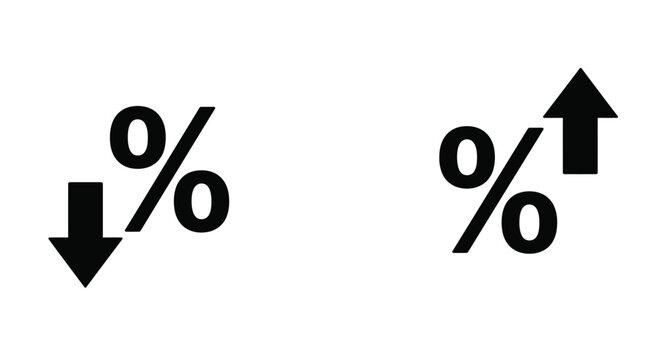 Two percentage symbols with opposing arrows indicating decrease and increase