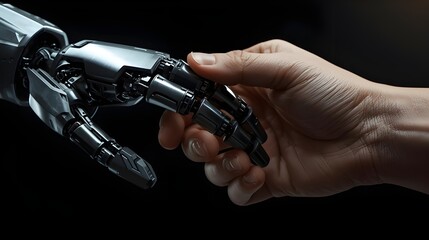 Naklejka premium Human hand holding a black pistol or handgun aiming with the trigger finger, isolated on white to show crime or protection