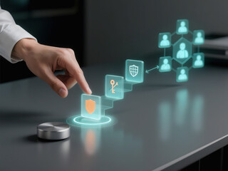 Futuristic Workplace Onboarding with Neon Holographic Interface Design