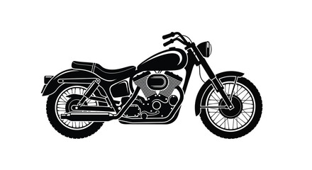 Obraz premium A classic black and white illustration of a vintage motorcycle side view