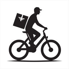 Obraz premium e-bike courier at dusk vector silhouette clip art logo design illustration