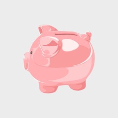 Pink piggy bank clipart, savings & finance illustration