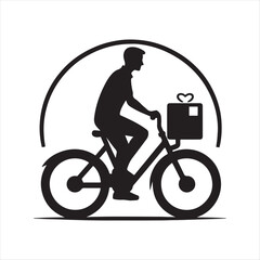 Obraz premium e-bike courier at dusk vector silhouette clip art logo design illustration