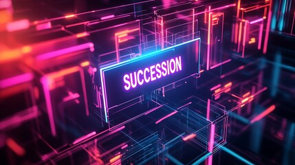 Digital Succession Planning Abstract Cybernetic Network Glows With Futuristic Technology And Data Streams