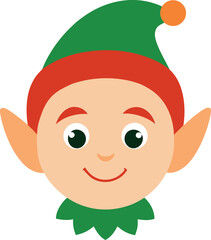 Smiling Cartoon Elf Face On White Background