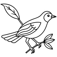 Bird Carrying Small Branch Line Art Vector