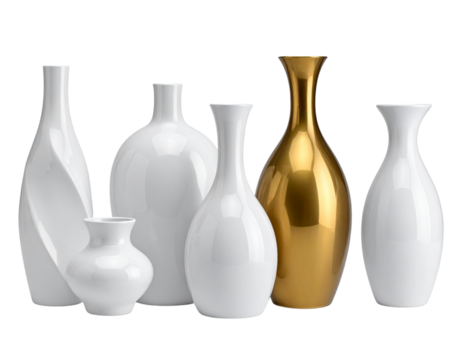 Contemporary Ceramic Vase Collection for Home Decor transparent background.