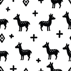 Fototapeta premium Seamless pattern featuring a collection of stylized objects silhouette isolated on white background