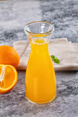 Fresh orange juice in the glass