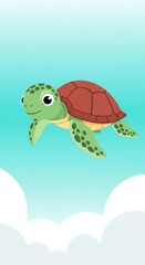 Cute Sea Turtle Swimming in the Ocean