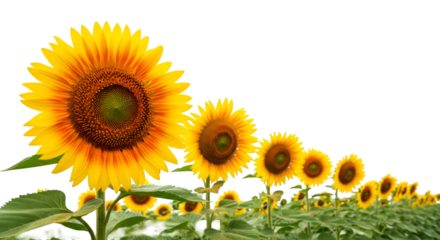 Sunflower Field with Large Foreground Sunflower Isolated Keywords: sunflower, field, yellow