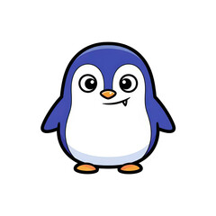 Obraz premium Cute blue penguin character with a playful expression on white background, Concept of Assets, characters for games, cute monsters on a transparent background 