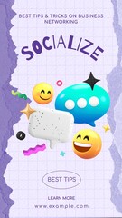 Naklejka premium Socializing tips Instagram story template