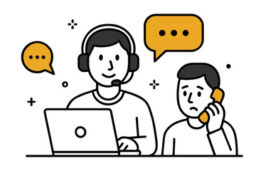 Customer support team communicating with clients through technology