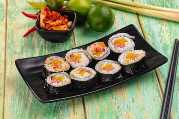 Koream homemade roll Kimbap with nori seaweed
