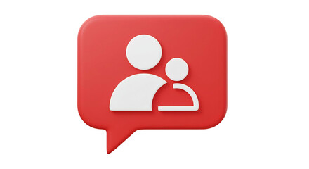 Profile account plus symbol add new user icon on isolated backgroundRed Social Media Follow Icon with White People Silhouettes 3D Render.  minimal cartoon style, cute smooth, 3d rendering illustration