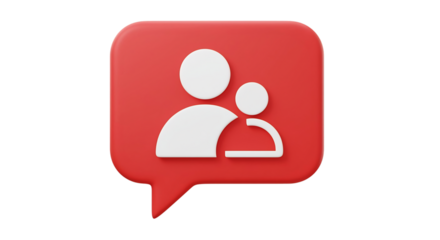 Profile account plus symbol add new user icon on isolated backgroundRed Social Media Follow Icon with White People Silhouettes 3D Render.  minimal cartoon style, cute smooth, 3d rendering illustration
