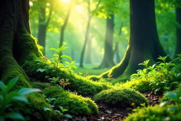 Sun-Dappled Forest Vibrant Moss, Ferns, and Tranquil Serenity ? Perfect for Nature, Eco, and Environmental Projects