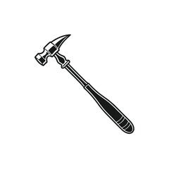 Claw Hammer Silhouette Illustration – Classic Carpentry Tool with Striking Head and Nail Puller