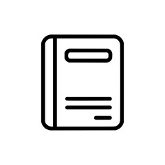 Obraz premium Illustration of a closed book with rounded corners and a title bar and text lines on the cover