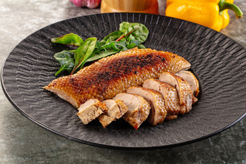Roasted duck breast with slices