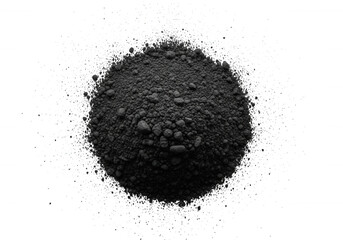 Dark powder pile scattered dust isolated on a transparent background