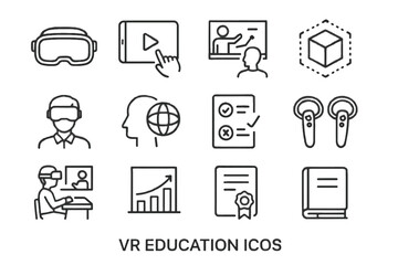 Icon vr icons book quiz education vector panel classroom model virtual avatar