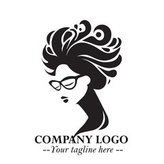 Beautiful Woman with Glasses Logo Symbol in Elegant Minimalist Style and Modern Design