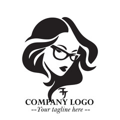 Beautiful Woman with Glasses Logo Symbol in Elegant Minimalist Style and Modern Design