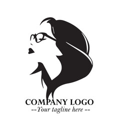 Beautiful Woman with Glasses Logo Symbol in Elegant Minimalist Style and Modern Design