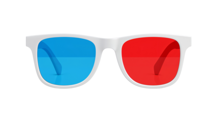 Stylish White Framed 3D Glasses with Red and Blue Lenses for Immersive Viewing Experience