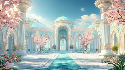 Dreamy Palace Garden Scene