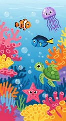 A Lively Underwater Scene With Friendly Marine Creatures