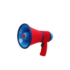 Red and blue megaphone isolated on transparent background