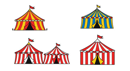 Colorful cartoon circus tents a delightful illustration for playful designs