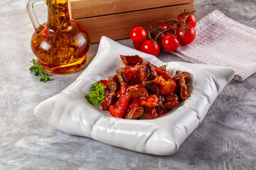 Roasted beef meat with vegetables