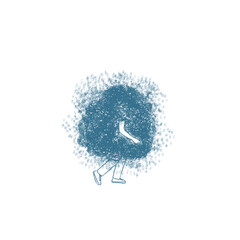 Person Lost in Abstract Blue Cloud Illustration