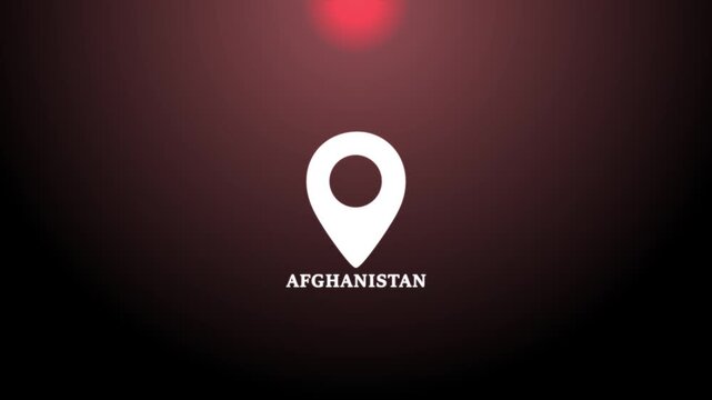Afghanistan location pin icon on world map &mdash; white and black pin showing Dhaka position, travel destination concept with red background.