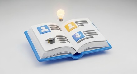 Open Book Showing Profiles and a Lightbulb Idea