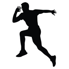 Dynamic running man silhouette vector, ideal for sports, marathon, and active lifestyle themes. Symbol of speed and motivation.