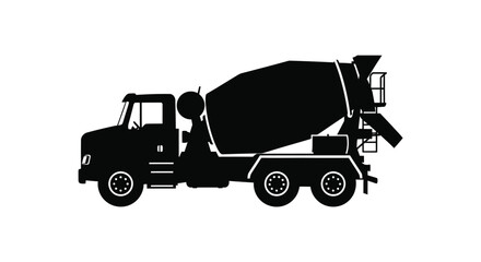 Fototapeta premium Simple black silhouette of a concrete mixer truck on white background