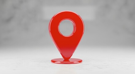 A Shiny Red Location Pin Icon on a White Surface