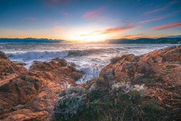 Naklejka premium sunset over the sea