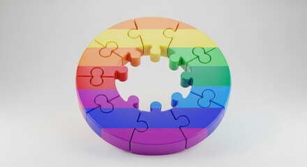 Circular Rainbow Puzzle Pieces Forming A Ring