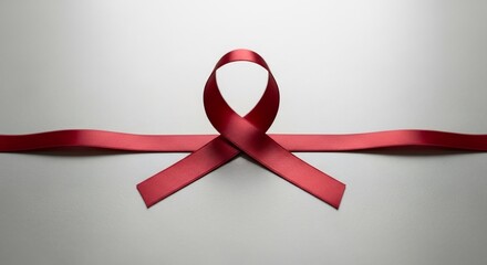 Crimson Awareness Ribbon for HIVAIDS awareness on a clean surface