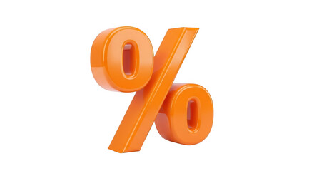 Bright orange percentage symbol isolated on black for sales and discount promotions