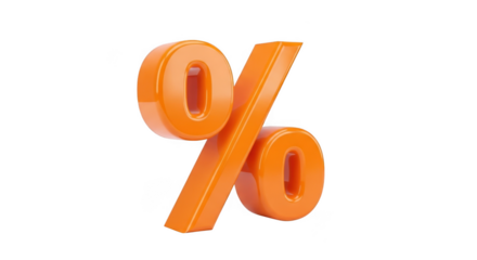 Bright orange percentage symbol isolated on black for sales and discount promotions