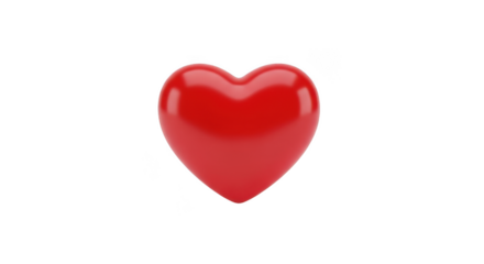 Shiny red heart symbol of love and romance glowing gently in isolation
